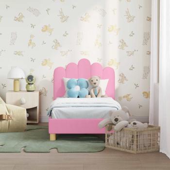 Kinderbettgestell mit Kopfteil Rosa 70 x 140 cm Stoff