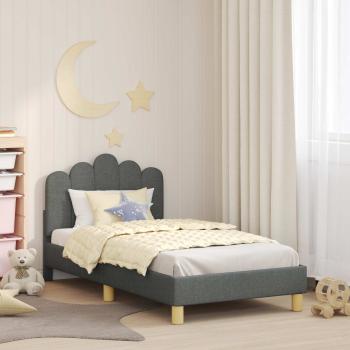 ARDEBO.de - Kinderbettgestell mit Kopfteil Dunkelgrau 80 x 160 cm Stoff