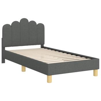 Kinderbettgestell mit Kopfteil Dunkelgrau 80 x 160 cm Stoff