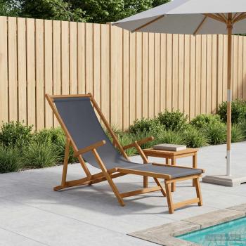 ARDEBO.de - Klappbare Sonnenliege 3 Position Massives Eukalyptus Holz Grau