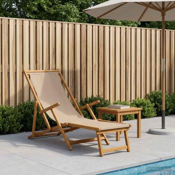 ARDEBO.de - Klappbare Sonnenliege 3 Position Massives Eukalyptus Holz Taupe