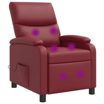 Massage Relaxsessel Weinrot Kunstleder