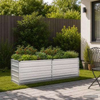 ARDEBO.de - Hochbeet im Garten Verzinktes Silber 163 x 40 x 55 cm Stahl