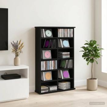 ARDEBO.de - CD Regal Schwarz Eichen-Optik 60 x 17 x 92 cm Holzwerkstoff