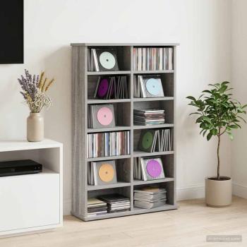 ARDEBO.de - CD Regal Sonoma-Grau 60 x 17 x 92 cm Holzwerkstoff