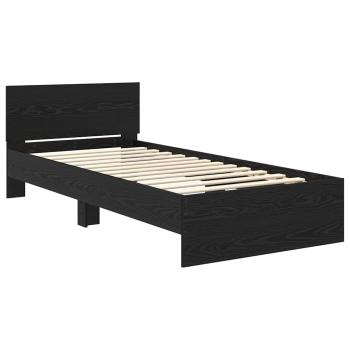 Bettrahmen Schwarz Eichen-Optik 90 x 200 cm Holzwerkstoff