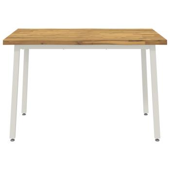 90 x 55 x 75 cm Massivholz Akazie Weiß Rechtwinklig