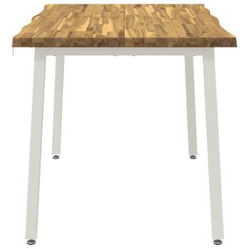 90 x 55 x 75 cm Massivholz Akazie Weiß Rechtwinklig