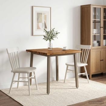 ARDEBO.de - 80 x 80 x 75 cm Massivholz Akazie Natur und Kaffee Quadratisch