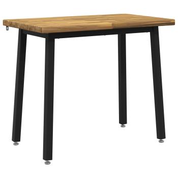 90 x 55 x 75 cm Massivholz Akazie Weiß und Schwarz Rechtwinklig
