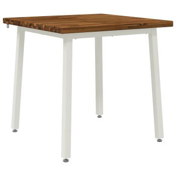 70 x 70 x 75 cm Massivholz Akazie Natürlich und Weiß