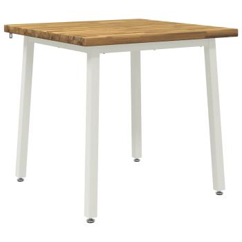 70 x 70 x 75 cm Massivholz Akazie Weiß Quadratisch