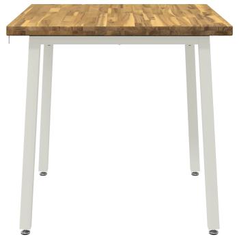 70 x 70 x 75 cm Massivholz Akazie Weiß Quadratisch