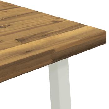 70 x 70 x 75 cm Massivholz Akazie Weiß Quadratisch
