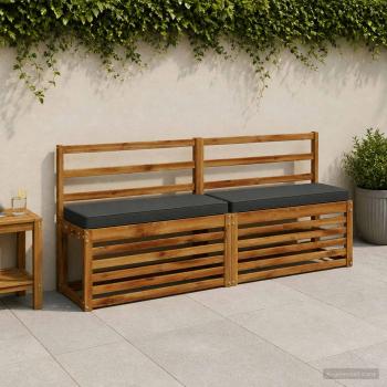 ARDEBO.de - 2-teilige Bankkissen VUGHT 2 pcs 100 % Polyester Anthrazit