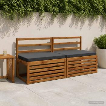 ARDEBO.de - 2-teilige Bankkissen VUGHT 2 stk. 100 % Polyester Anthrazit