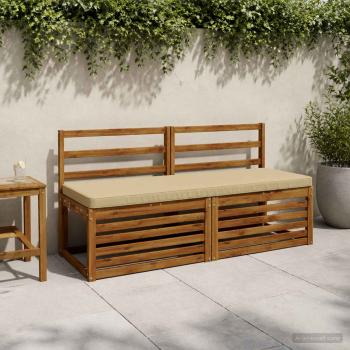 ARDEBO.de - 2-teilige Bankkissen VUGHT 2 stk. 100 % Polyester Beige