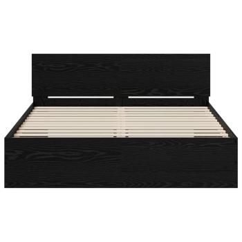 Bettgestell mit Kopfteil Schwarz Eichen-Optik 120 x 200 cm
