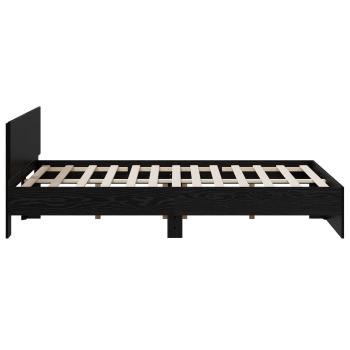 Bettgestell mit Kopfteil Schwarz Eichen-Optik 140 x 200 cm