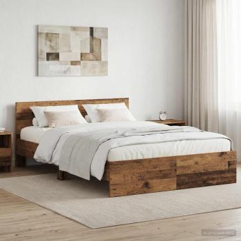 ARDEBO.de - Bettgestell mit Kopfteil Altholz 120 x 200 cm Holzwerkstoff