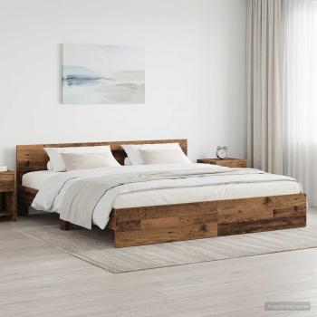 ARDEBO.de - Bettgestell mit Kopfteil Altholz 200 x 200 cm Holzwerkstoff