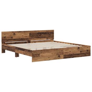 Bettgestell mit Kopfteil Altholz 200 x 200 cm Holzwerkstoff
