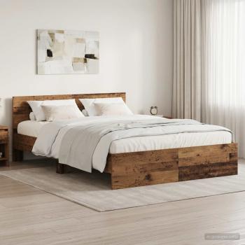 ARDEBO.de - Bettgestell mit Kopfteil Altholz 140 x 190 cm Holzwerkstoff
