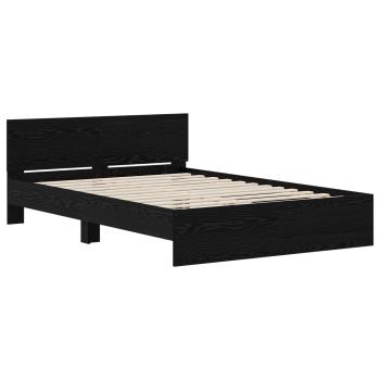 Bettgestell mit Kopfteil Schwarz Eichen-Optik 140 x 190 cm