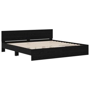 Bettgestell mit Kopfteil Schwarz Eichen-Optik 200 x 200 cm