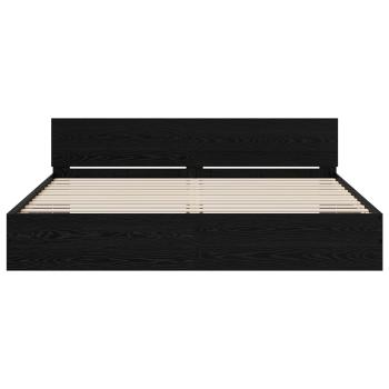 Bettgestell mit Kopfteil Schwarz Eichen-Optik 200 x 200 cm