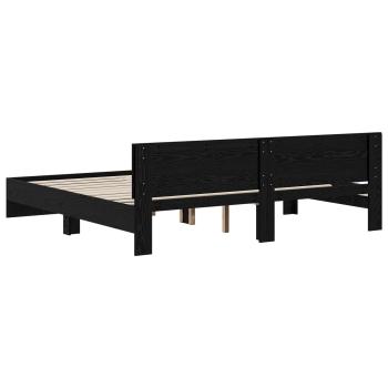 Bettgestell mit Kopfteil Schwarz Eichen-Optik 200 x 200 cm