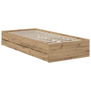 Bettgestell mit Stauraum mit Speicher Artisan-Eiche 90 x 200 cm