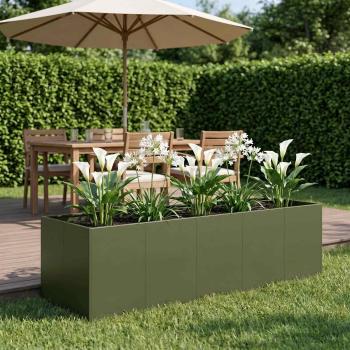 ARDEBO.de - Garten-Pflanzgefäß Olivgrün 200 x 80 x 60 cm