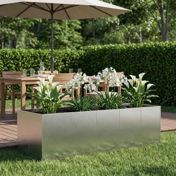 ARDEBO.de - Garten-Pflanzgefäß Silber 200 x 80 x 60 cm Edelstahl