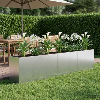 ARDEBO.de - Garten-Pflanzgefäß Silber 280 x 40 x 60 cm Verzinkter Stahl