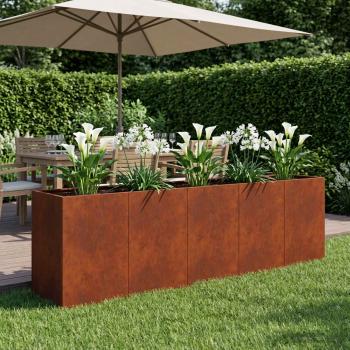 ARDEBO.de - Garten-Pflanzgefäß Rostoptik 200 x 40 x 60 cm Wetterfeststahl