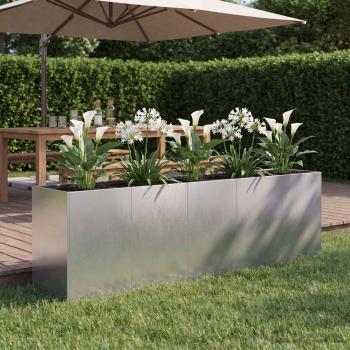 ARDEBO.de - Garten-Pflanzgefäß Silber 200 x 40 x 60 cm Edelstahl
