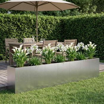 ARDEBO.de - Garten-Pflanzgefäß Silber 280 x 40 x 60 cm Edelstahl