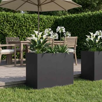 ARDEBO.de - Garten-Pflanzgefäß Schwarz 80 x 40 x 60 cm Kaltgewalzter Stahl