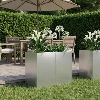 ARDEBO.de - Garten-Pflanzgefäß Silber 80 x 40 x 60 cm Edelstahl