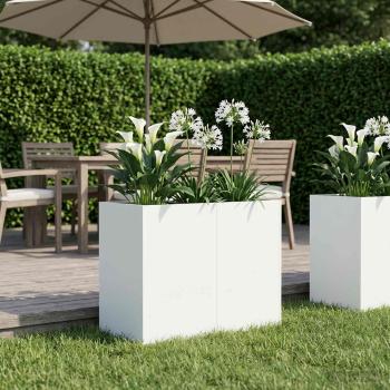 ARDEBO.de - Garten-Pflanzgefäß Weiß 80 x 40 x 60 cm Kaltgewalzter Stahl