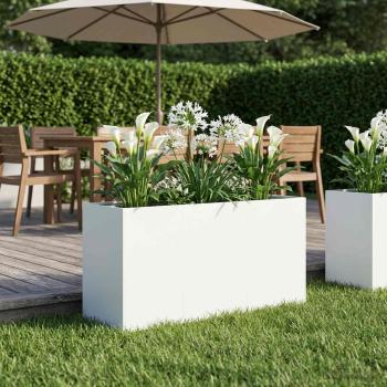 ARDEBO.de - Garten-Pflanzgefäß Weiß 120 x 40 x 60 cm Kaltgewalzter Stahl