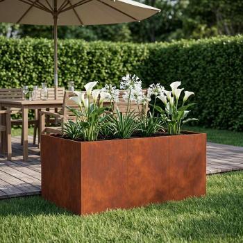 ARDEBO.de - Garten-Pflanzgefäß Rostoptik 120 x 80 x 60 cm Wetterfeststahl