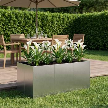 ARDEBO.de - Garten-Pflanzgefäß Silber 120 x 80 x 60 cm Edelstahl