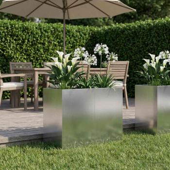 ARDEBO.de - Garten-Pflanzgefäß Silber 80 x 40 x 60 cm Verzinkter Stahl
