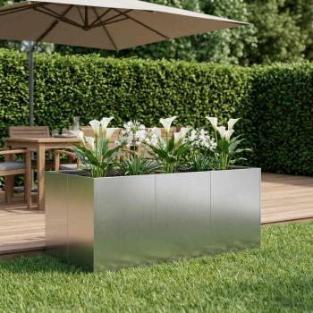 ARDEBO.de - Garten-Pflanzgefäß Silber 120 x 80 x 60 cm Verzinkter Stahl