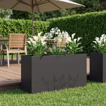 ARDEBO.de - Garten-Pflanzgefäß Schwarz 100 x 20 x 49 cm Kaltgewalzter Stahl