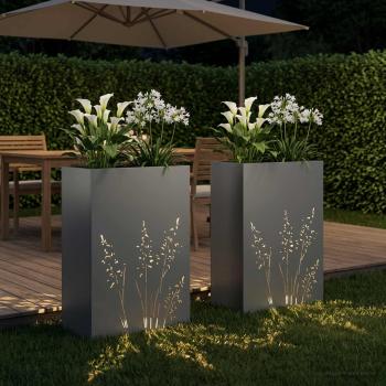 Garten-Pflanzgefäß 2 Stk. Anthrazit 50 x 30 x 75 cm