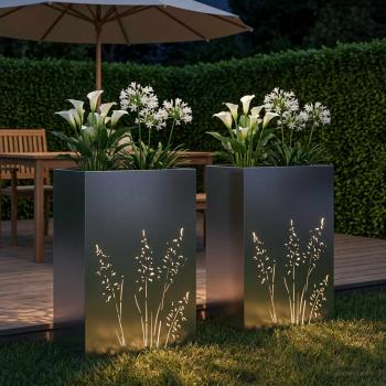 Garten-Pflanzgefäß 2 Stk. Silber 50 x 30 x 75 cm Edelstahl
