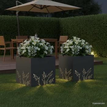 Garten-Pflanzgefäß 2 Stk. Anthrazit 50 x 50 x 49 cm